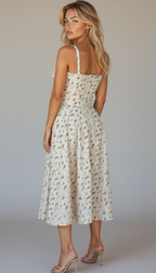 Robe midi pour femme avec décolleté en cœur et bretelles aux épaules