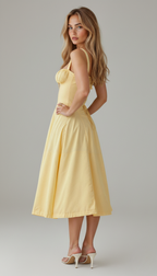 Robe midi pour femme avec décolleté en cœur et bretelles aux épaules