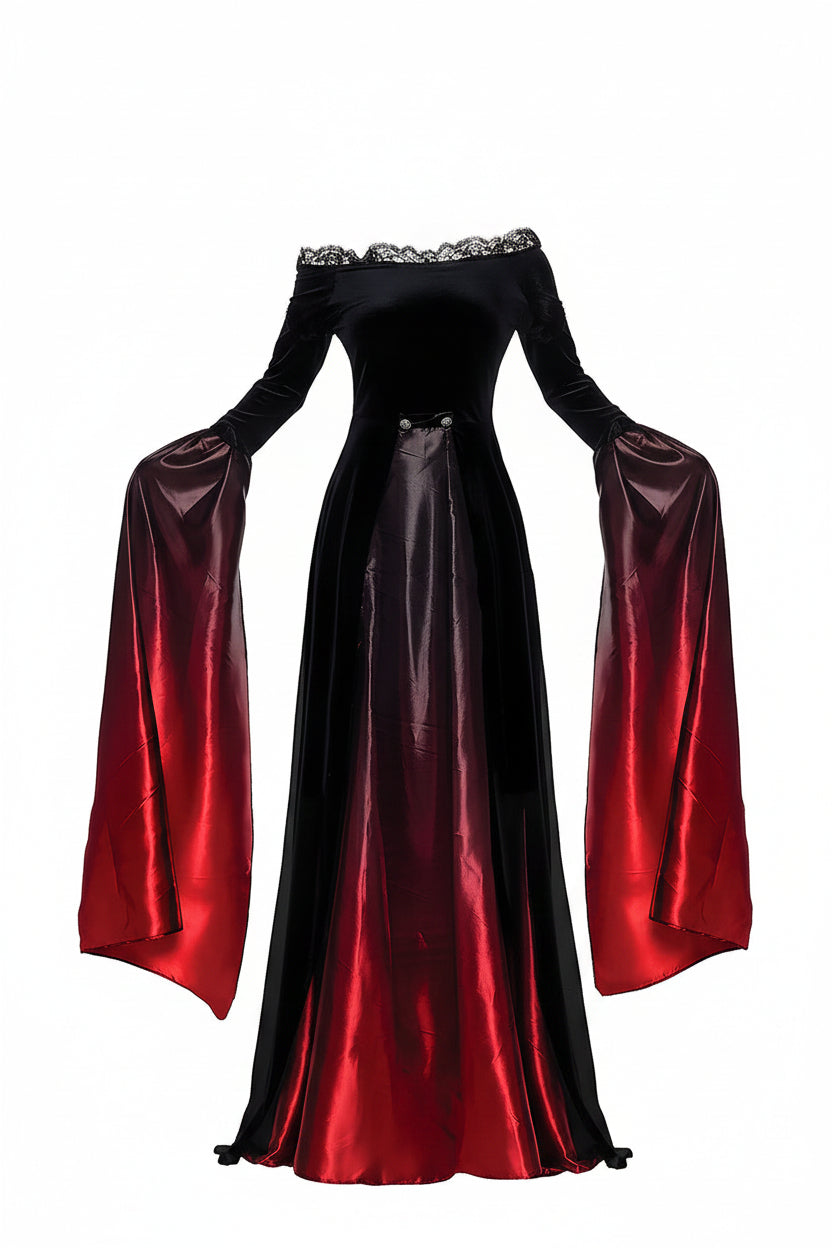Robe de reine vampire pour femme avec encolure épaules dénudées pour Halloween