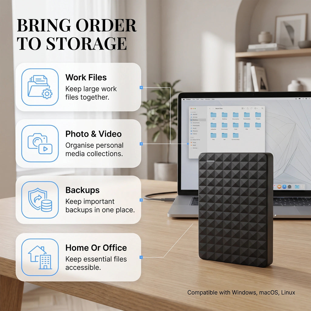 External Hard Drive with 10 TB Compact USB Storage