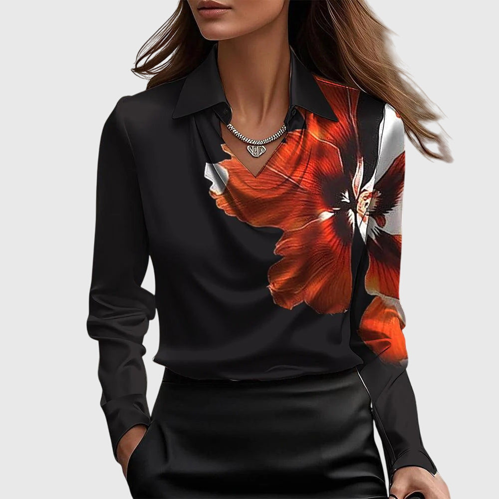 Blouse en satin pour femmes, col bénitier, manches longues, haut élégant