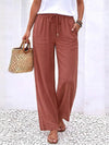 Elastic Waist Linen Wide Leg Pants for Summer Comfort
