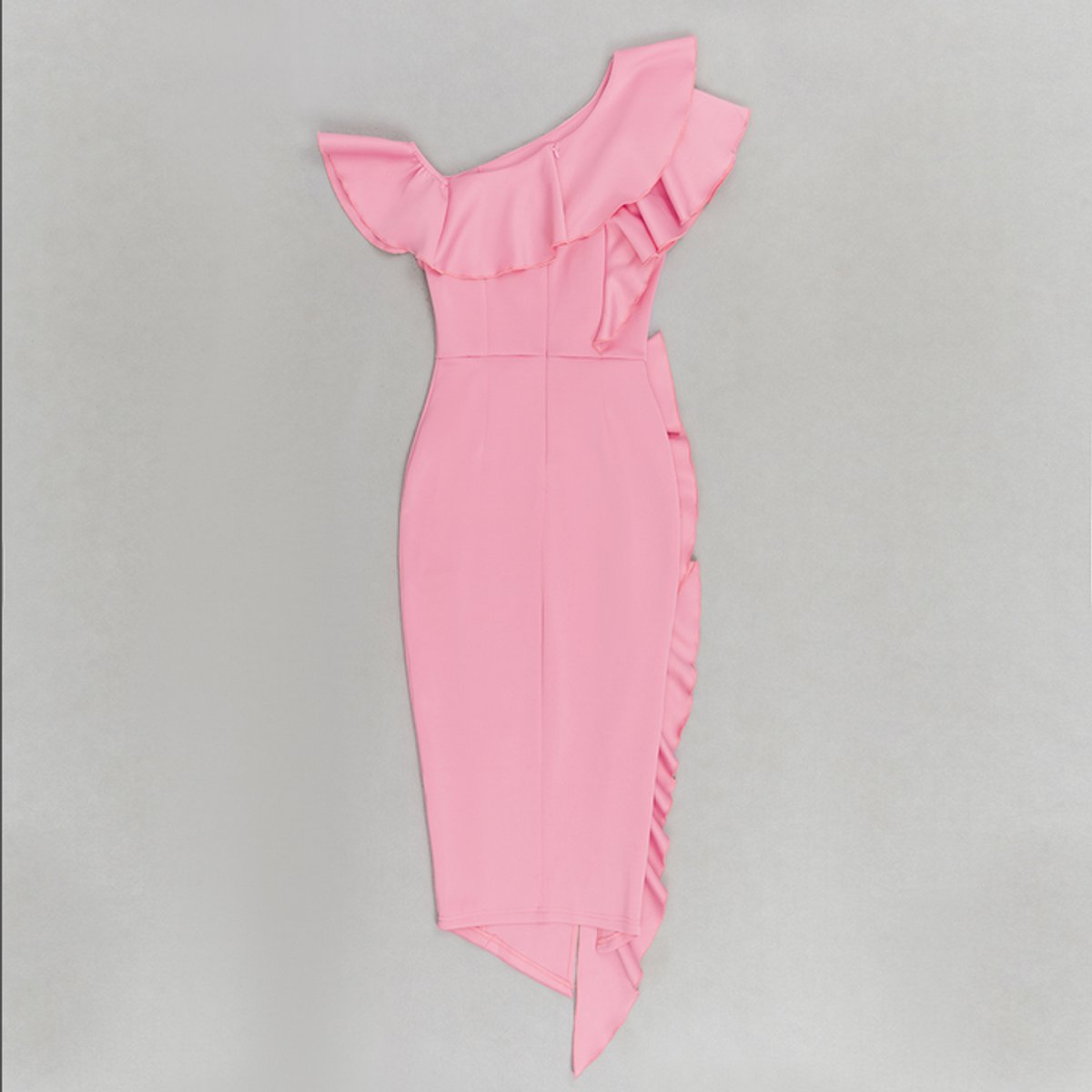 Robe midi pour femme à une épaule avec détail volanté asymétrique
