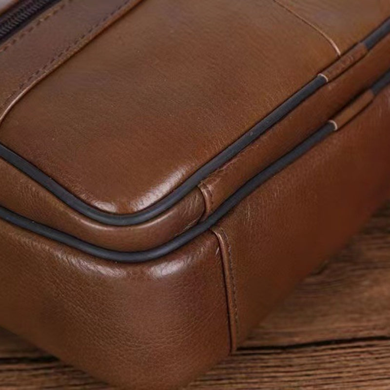 Men's Textured Compact Crossbody Bag with Multiple Zipped Compartments