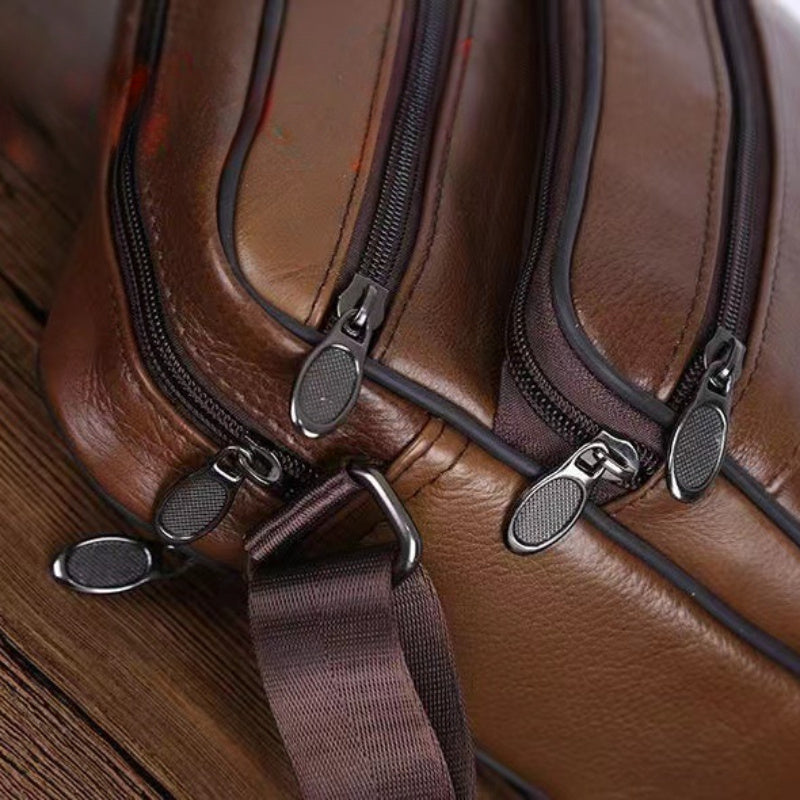 Men's Textured Compact Crossbody Bag with Multiple Zipped Compartments