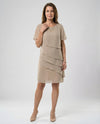 Elegant Chiffon Women's Dress with Layered Detail and Short Sleeves