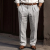 Retro High-Waisted Trousers for Men with Pleats and Wide Legs