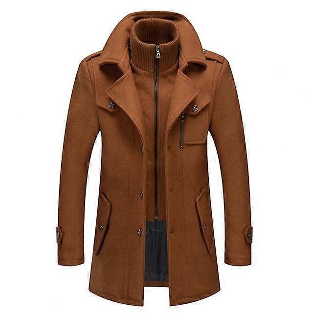 Men's Winter Coat with Zip-Up Closure and Button Accents