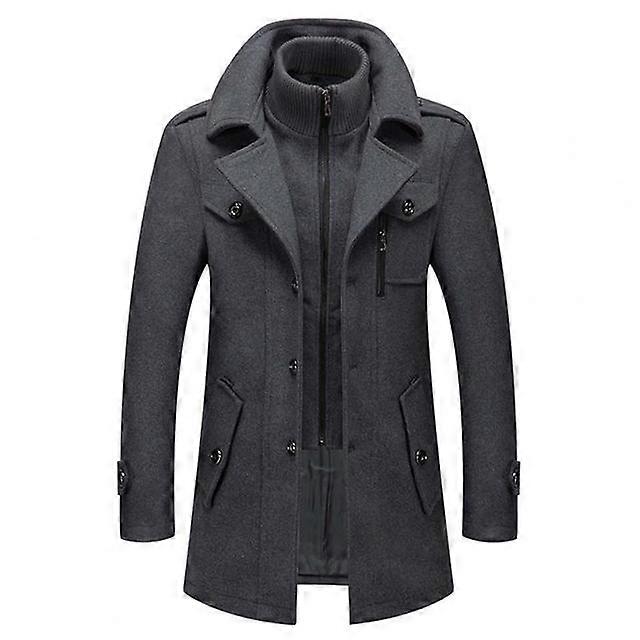 Men's Winter Coat with Zip-Up Closure and Button Accents