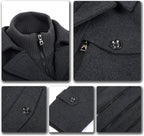 Men's Winter Coat with Zip-Up Closure and Button Accents