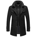 Men's Winter Coat with Zip-Up Closure and Button Accents