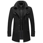 Men's Winter Coat with Zip-Up Closure and Button Accents