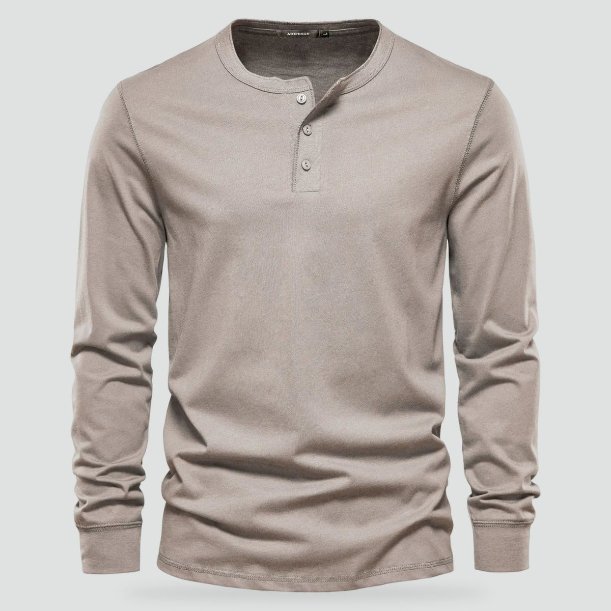 Chemise Henley à manches longues pour homme, fermeture boutonnée, en coton respirant