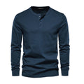 Chemise Henley à manches longues pour homme, fermeture boutonnée, en coton respirant