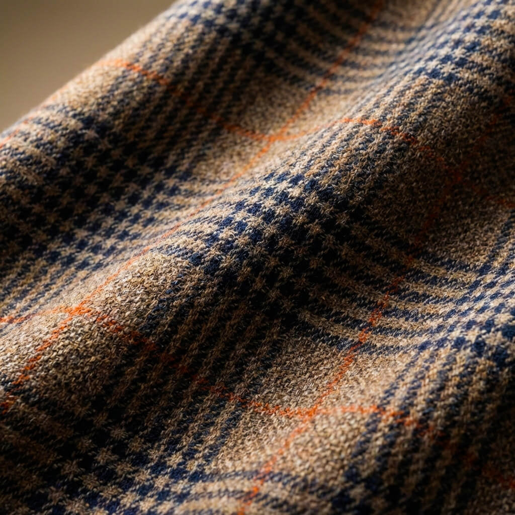 Men's Houndstooth Wool Blend Blazer with Notch Lapels and Tailored Fit