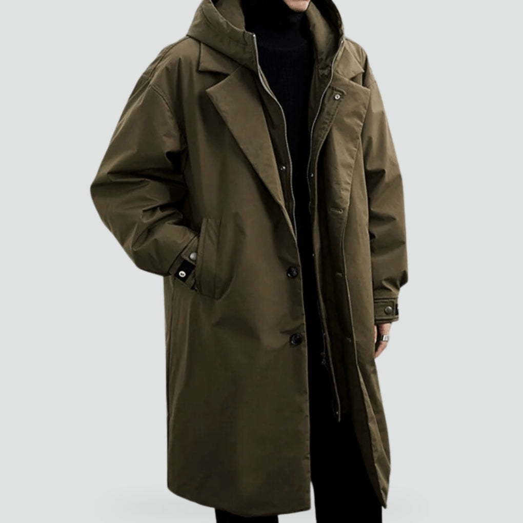 Men's Waterproof Rain Jacket with Adjustable Hood and Functional Pockets