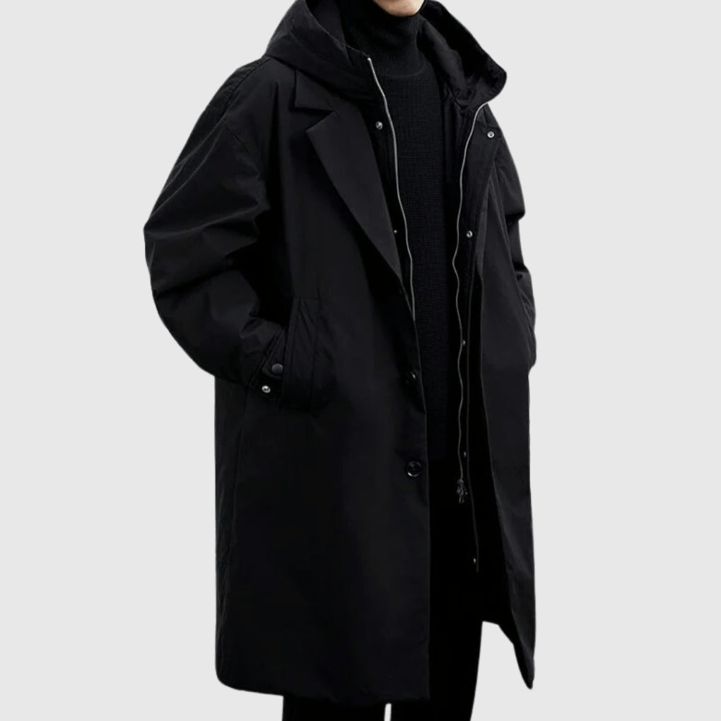 Men's Waterproof Rain Jacket with Adjustable Hood and Functional Pockets