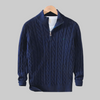 Smart Casual Men's Zip Polo with Cable Pattern