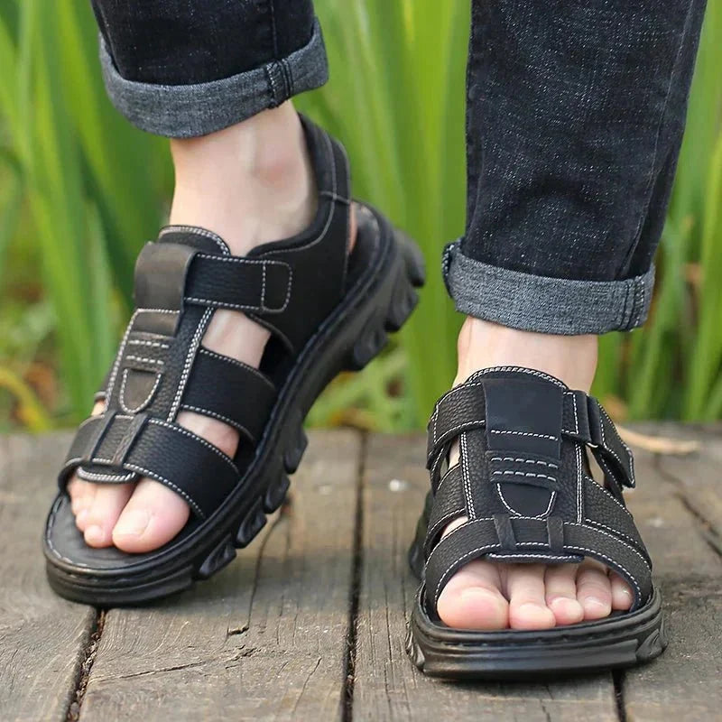Sandales confortables réglables pour homme avec velcro, pour un usage quotidien