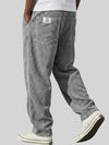 Men's Relaxed Fit Corduroy Trousers with Elastic Waistband and Straight Cut