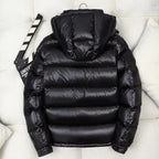 Men's Puffer Jacket with Hood and Front Zip Pockets