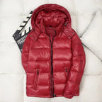 Men's Puffer Jacket with Hood and Front Zip Pockets