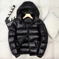 Men's Puffer Jacket with Hood and Front Zip Pockets