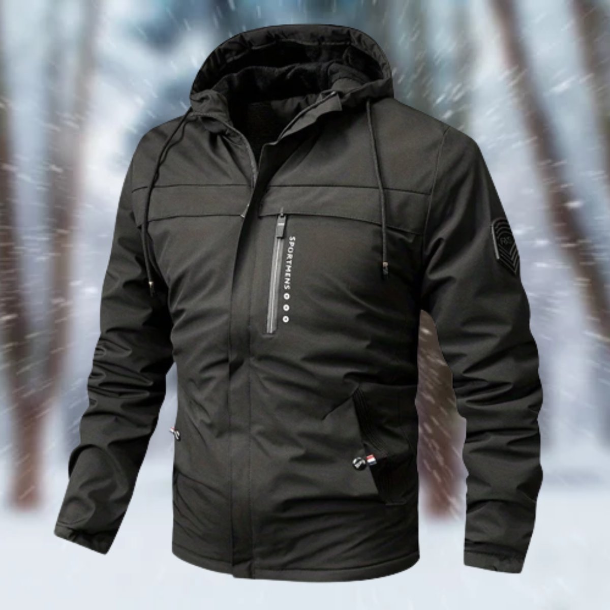 Veste à capuche pour homme avec fermeture éclair sur le devant et plusieurs poches