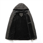 Men's Hooded Jacket with Front Zip and Multiple Pockets