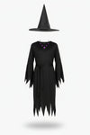 Costume d’Halloween de sorcière pour enfant avec chapeau, ceinture et collier pendentif
