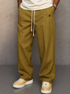 Wide Pleated Trousers for Men with Elastic Waistband