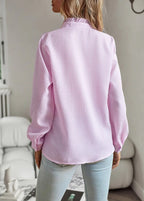 Women's Ruffle Trim Button Front Blouse