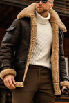Genuine Sheepskin Men's Camel Flying Leather Jacket with Vintage Style and Soft Lining
