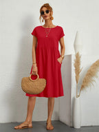 Women's Short Sleeve Midi Day Dress