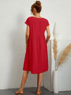 Women's Short Sleeve Midi Day Dress