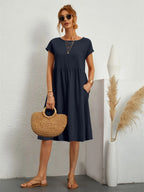 Women's Short Sleeve Midi Day Dress
