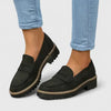 Women's Chunky Sole Penny Loafers with Contrast Stitch and Lug Sole