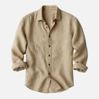 Men's Long Sleeve Button-Up Shirt with Classic Collar