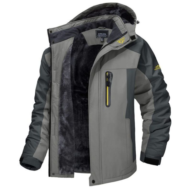 Veste d’hiver pour homme à capuche, fermeture zippée sur le devant et poches multiples