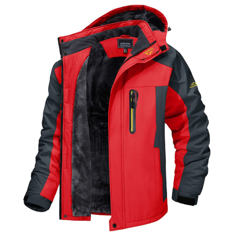 Veste d’hiver pour homme à capuche, fermeture zippée sur le devant et poches multiples