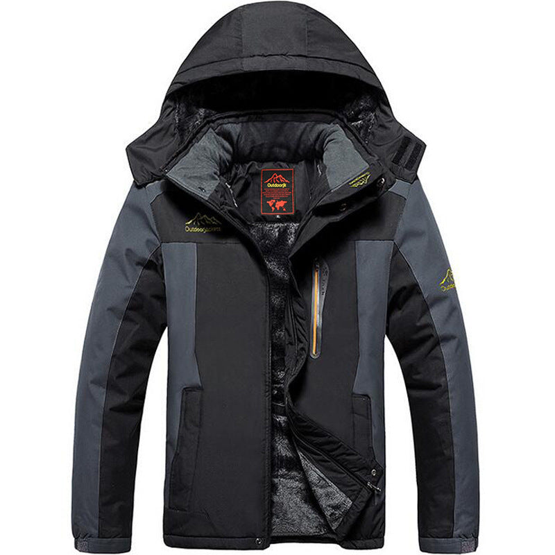 Veste d’hiver pour homme à capuche, fermeture zippée sur le devant et poches multiples