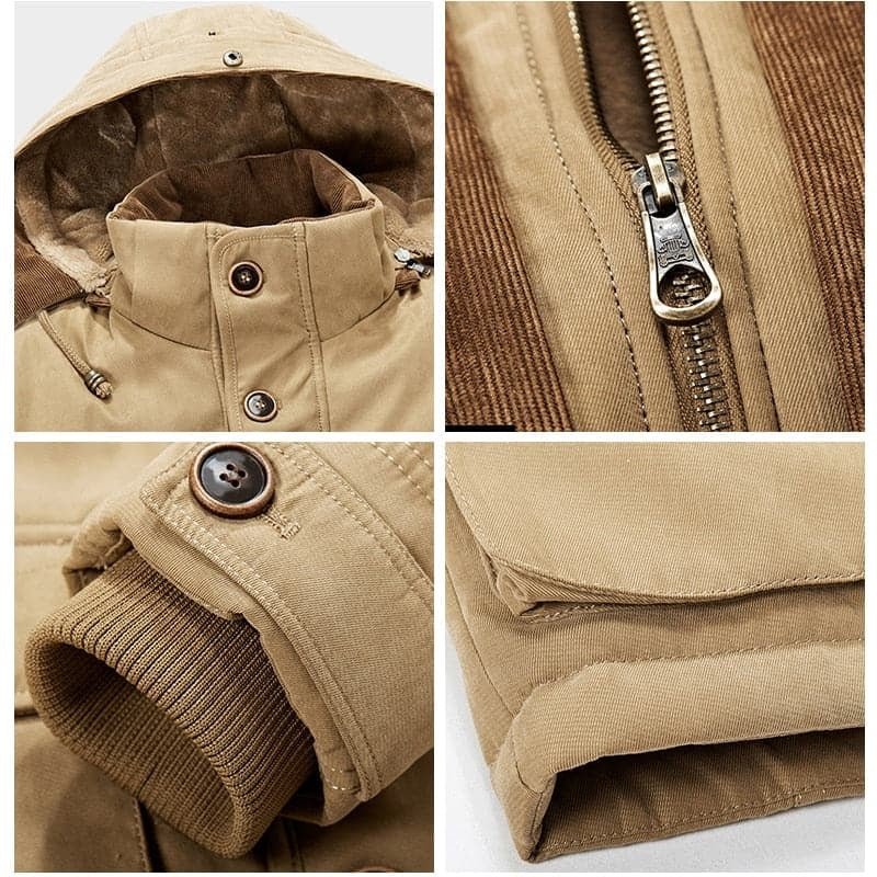 Manteau d’hiver à capuche pour homme avec fermeture entièrement zippée et poches zippées