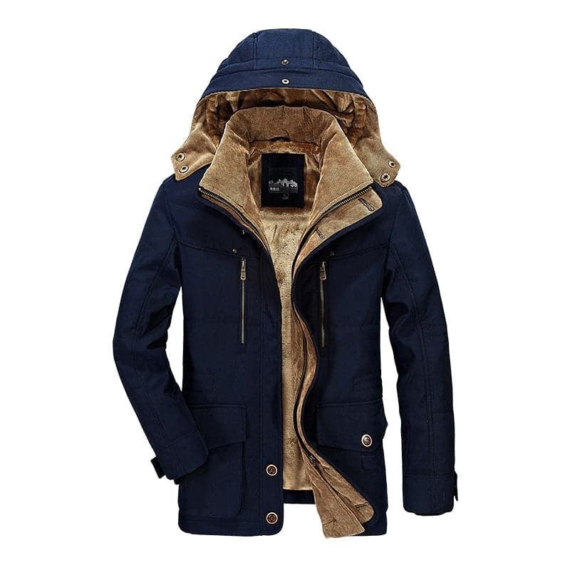 Manteau d’hiver à capuche pour homme avec fermeture entièrement zippée et poches zippées