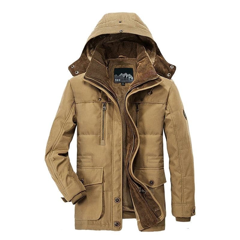 Manteau d’hiver à capuche pour homme avec fermeture entièrement zippée et poches zippées