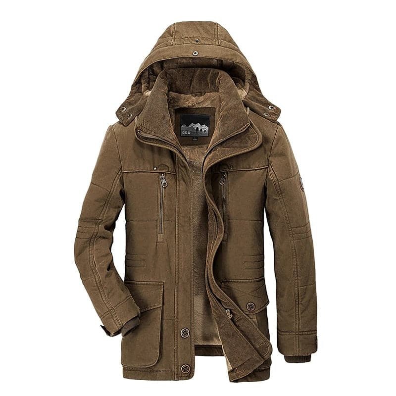 Manteau d’hiver à capuche pour homme avec fermeture entièrement zippée et poches zippées