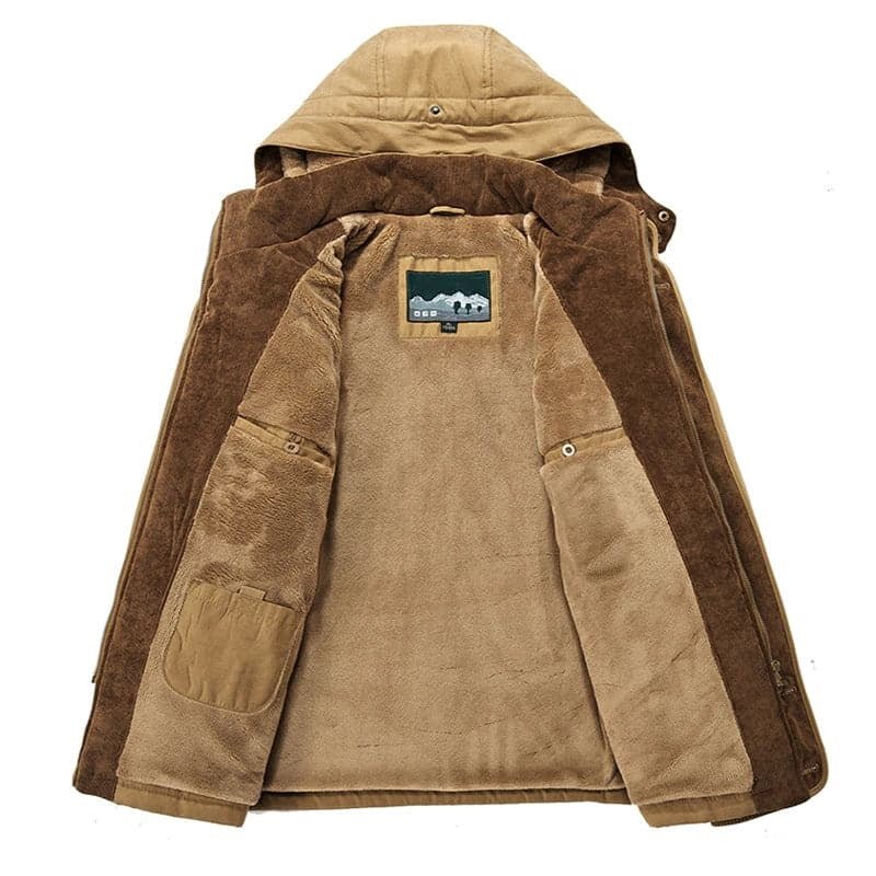 Manteau d’hiver à capuche pour homme avec fermeture entièrement zippée et poches zippées