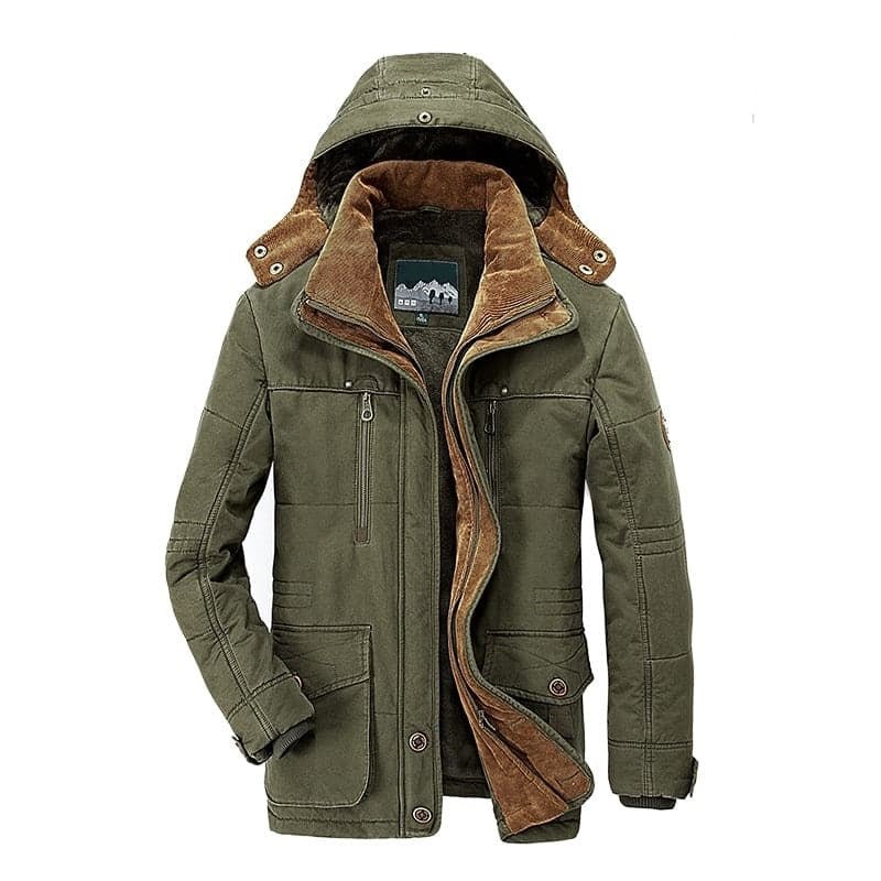 Manteau d’hiver à capuche pour homme avec fermeture entièrement zippée et poches zippées