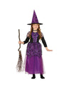 Costume d’Halloween de sorcière pour enfant avec robe à motifs et chapeau