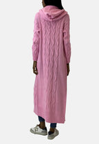 Women's Long Cardigan with Hood, Zip Front and Patch Pockets