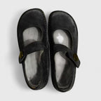 Mary Jane Flats with Velcro Strap and Contrast Stitch Detail